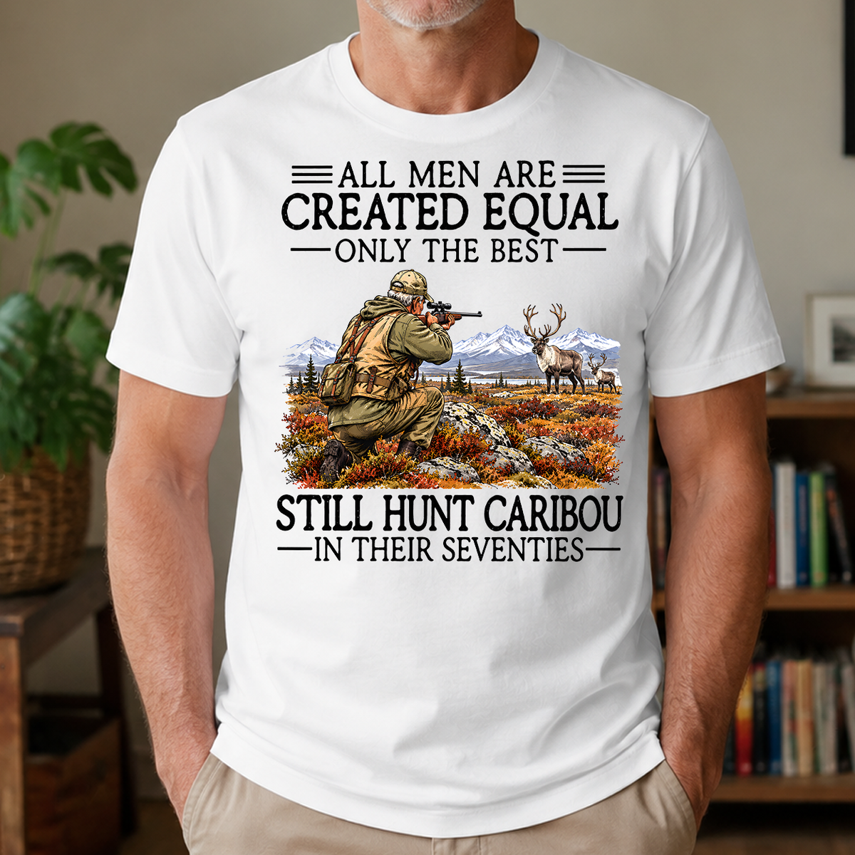 All Men Are Created Equal Caribou Hunting 70s - 4-TS2D-White