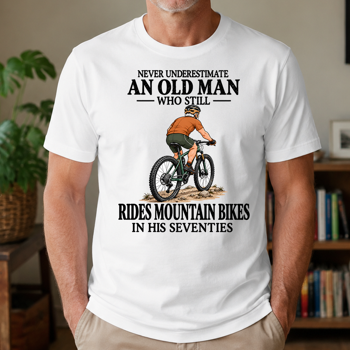 An Old Man Still Rides Mountain Bikes In His Seventies - 4-TS2D-White