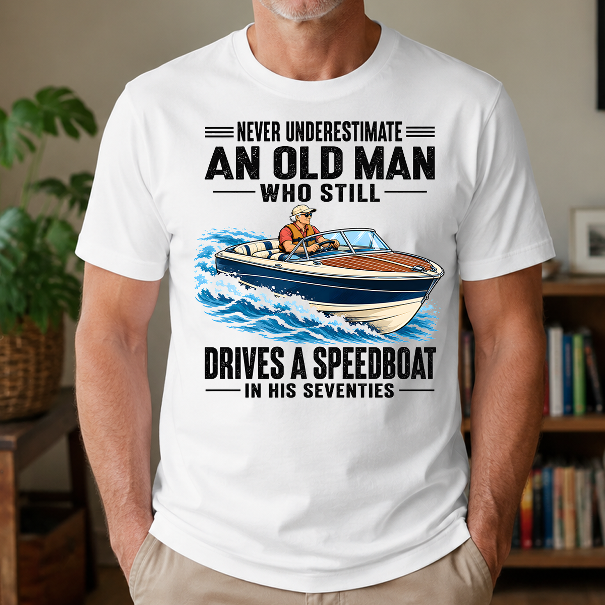 An Old Man Still Drives A Speedboat In His 70s - 4-TS2D-White