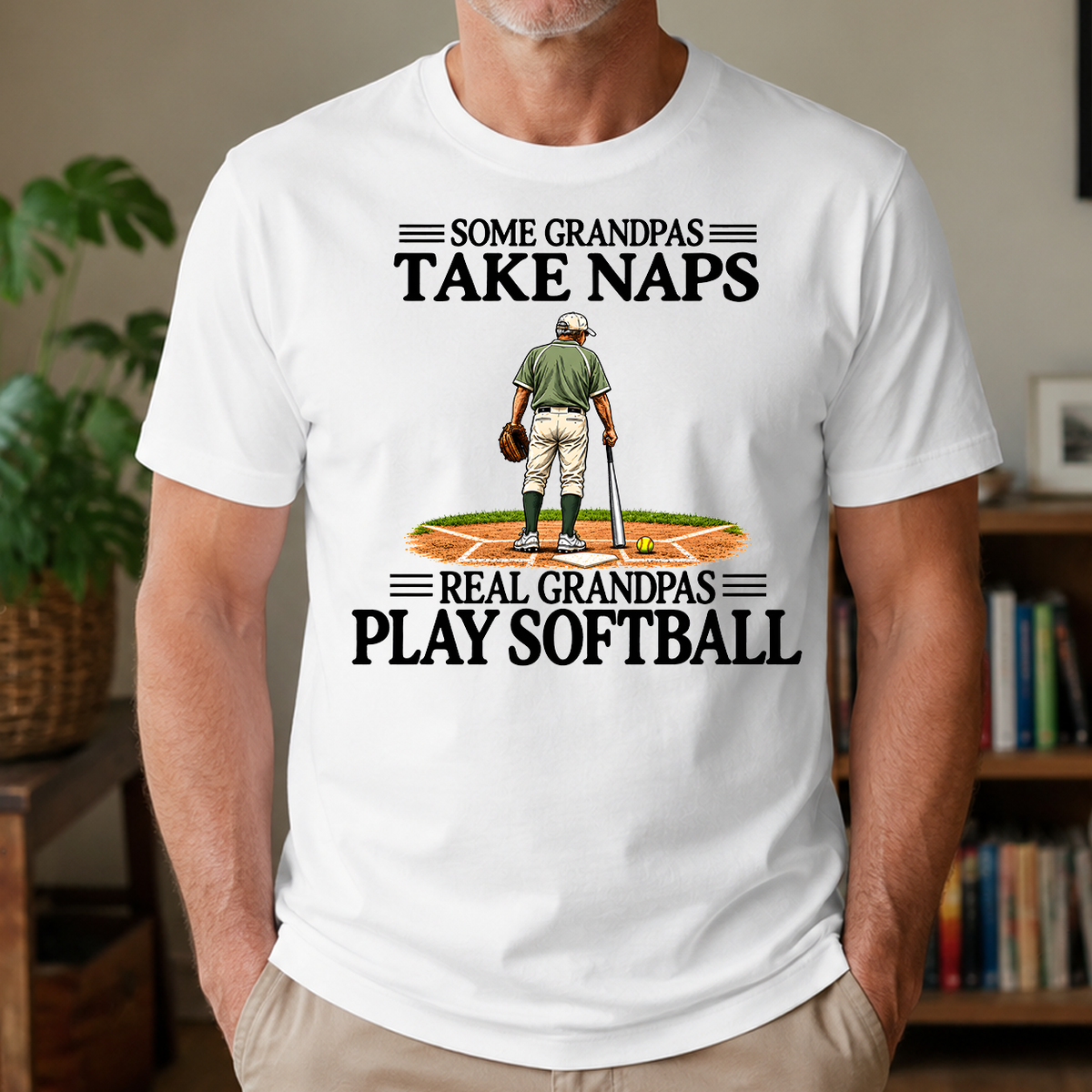 Real Grandpas Play Softball Vintage - 4-TS2D-White