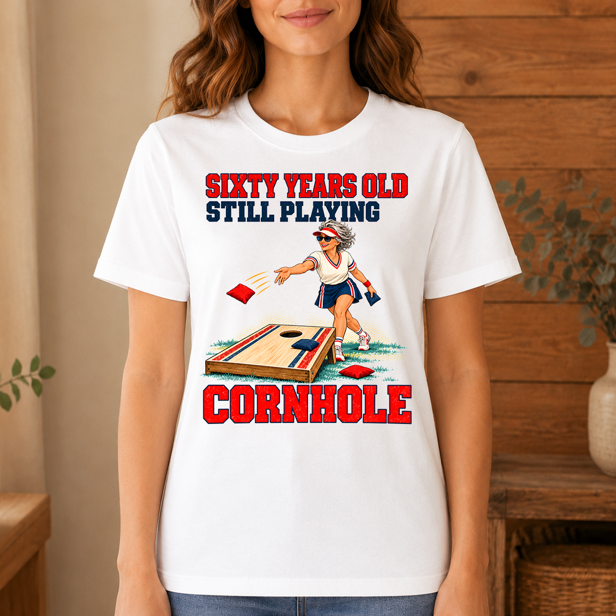 Sixty Years Old, Still Playing Cornhole - 4-TS2D-White