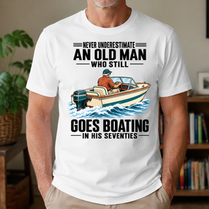 An Old Man Still Goes Boating In His 70s - 4-TS2D-White