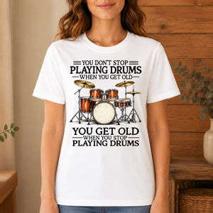 Don't Stop Playing Playing Drums Vintage Art - 4-TS2D-White