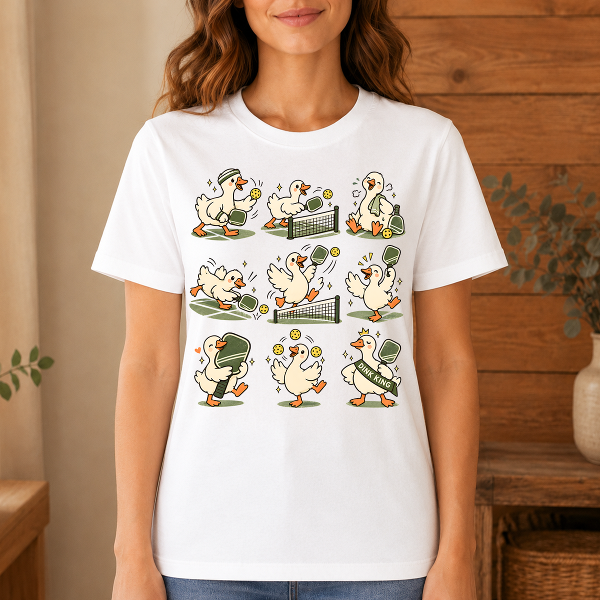 Pickleball Lover Cute Goose - 4-TS2D-White