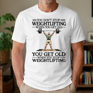 Don't Stop Weightlifting Vintage Art - 4-TS2D-White