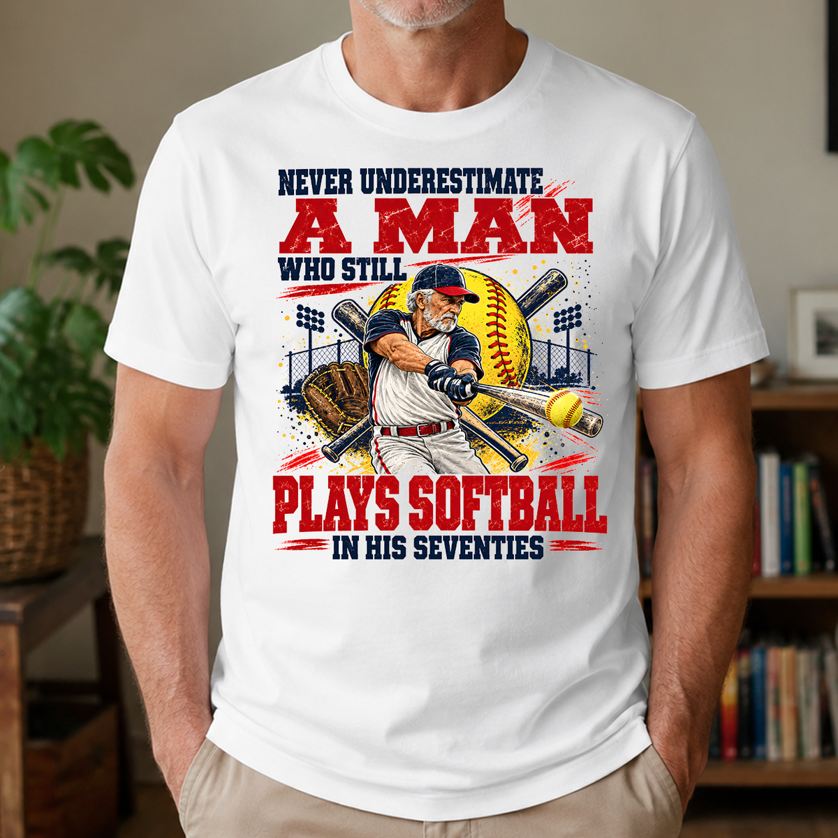 A Man Still Plays Softball In His 70s - 4-TS2D-White