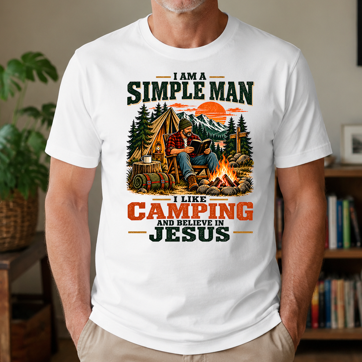 I Like Camping And Believe In Jesus - 4-TS2D-White