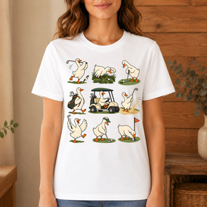 Funny Ducks Playing Golf - 4-TS2D-White