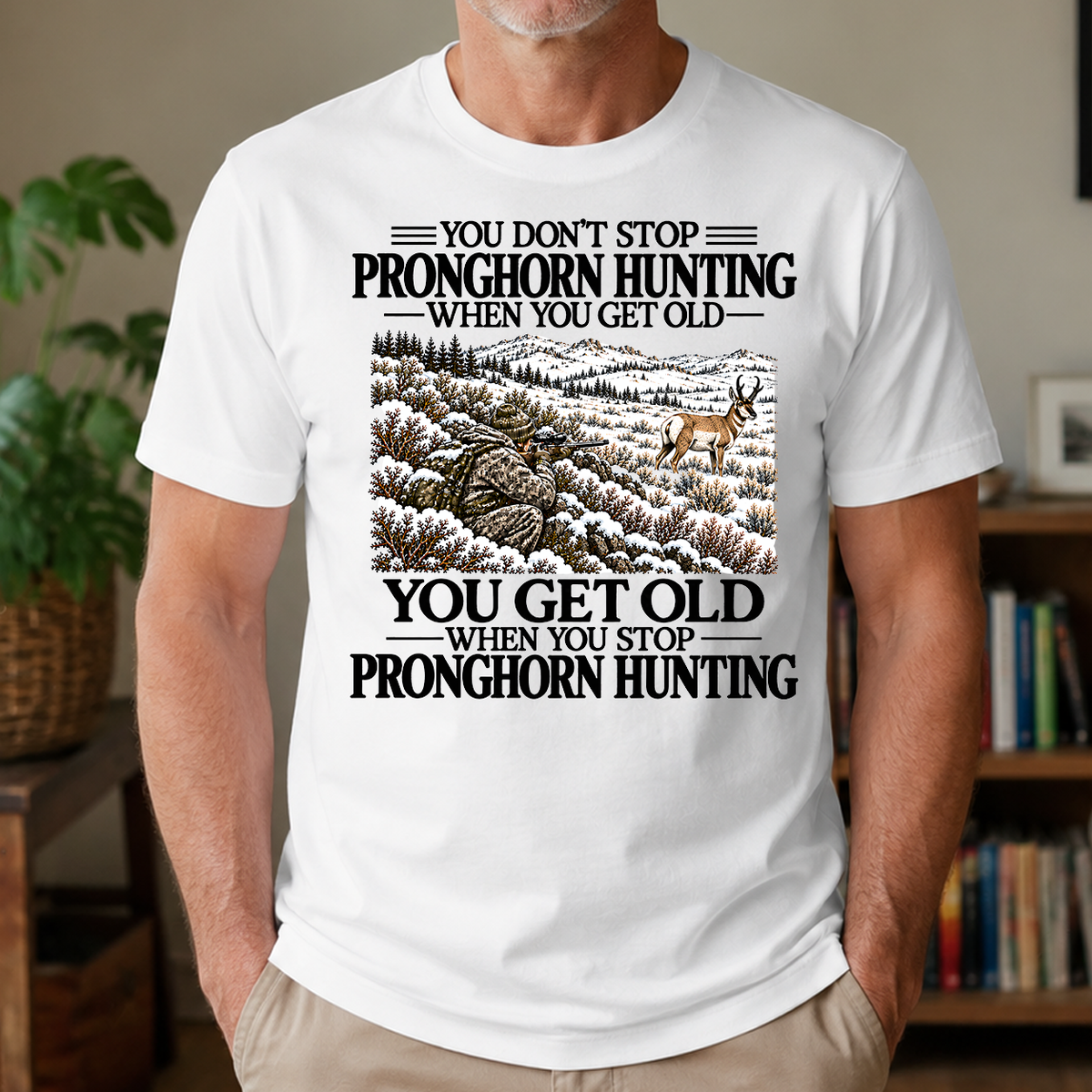 Don't Stop Pronghorn Hunting Snow - 4-TS2D-White