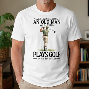 An Old Man Who Still Plays Golf In His Seventies - 4-TS2D-White