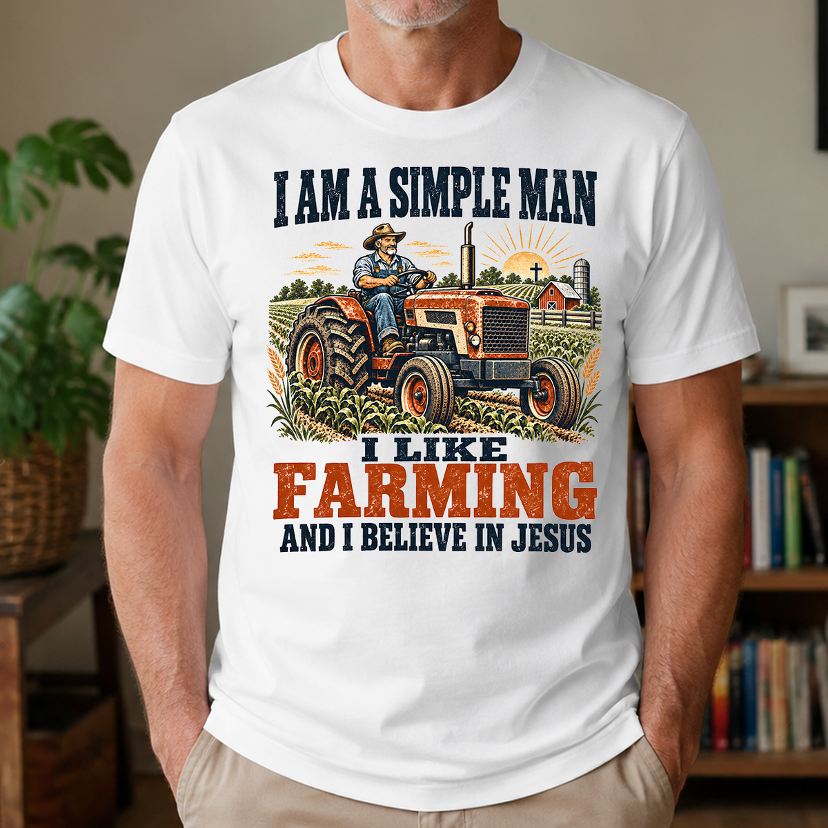 I Like Farming And Believe In Jesus - 4-TS2D-White