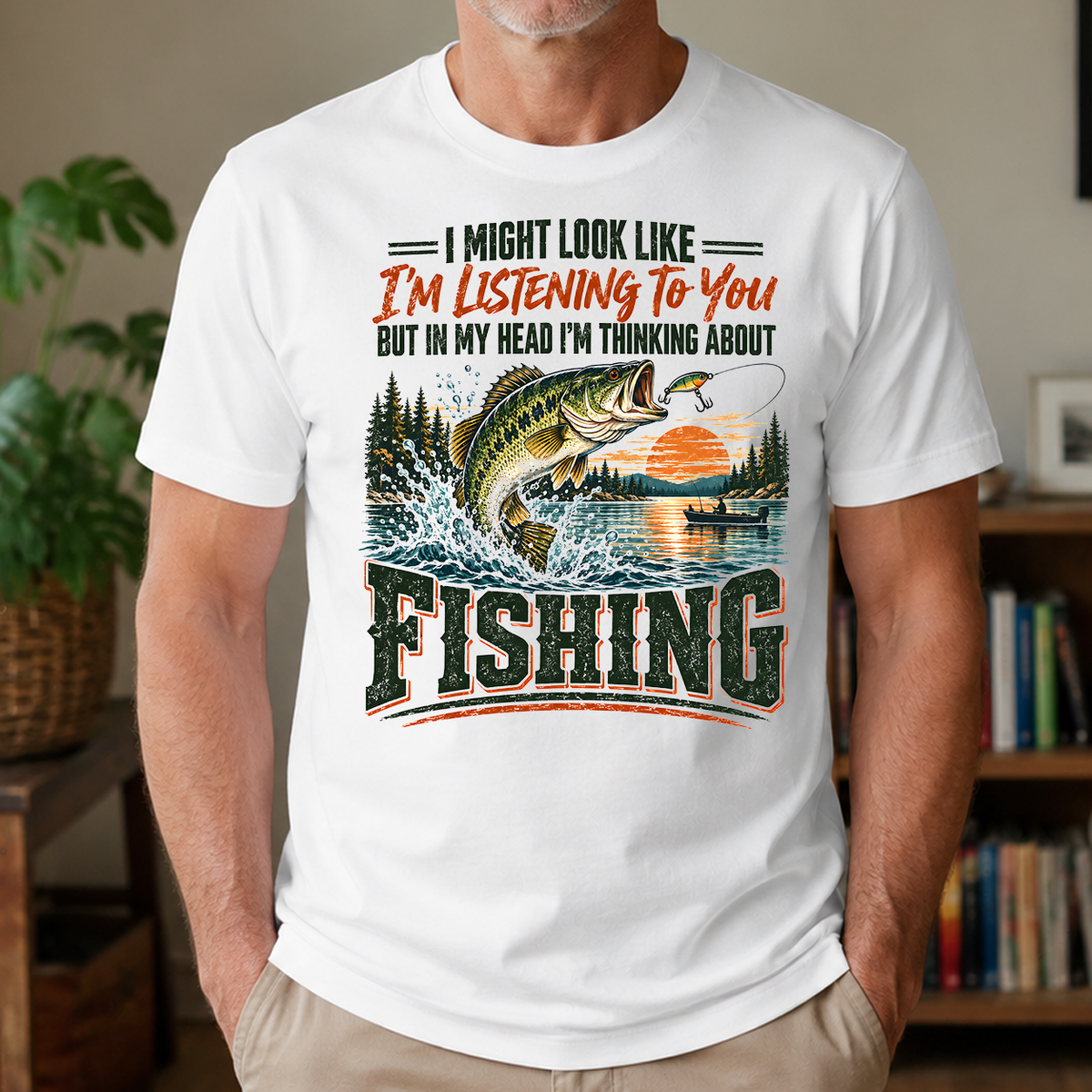 I'm Thinking About Fishing - 4-TS2D-White