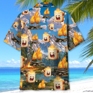 Funny Burning Marshmallow Camping Hawaiian Shirt