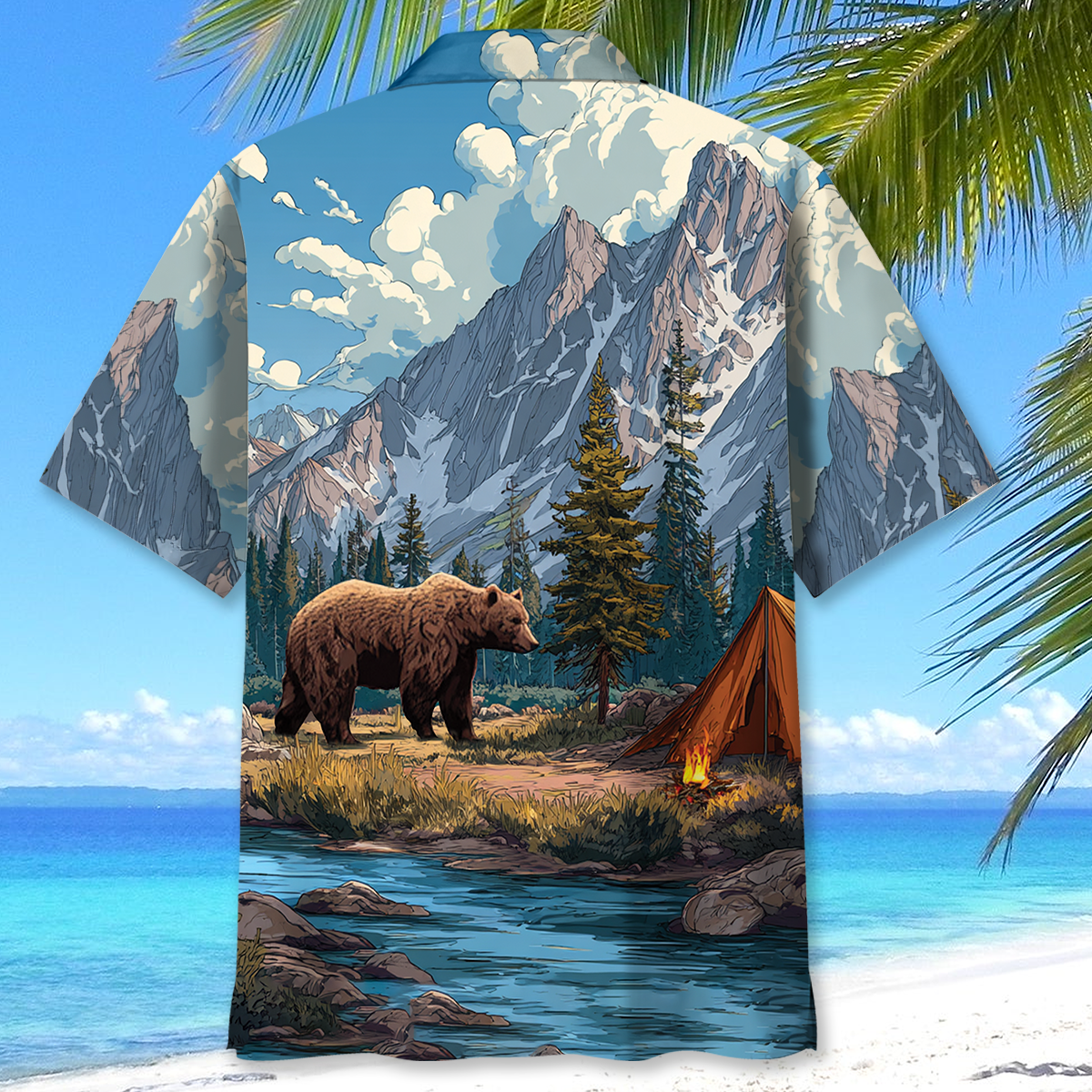 Wild Bear Camping Adventure 3D Hawaiian Shirt