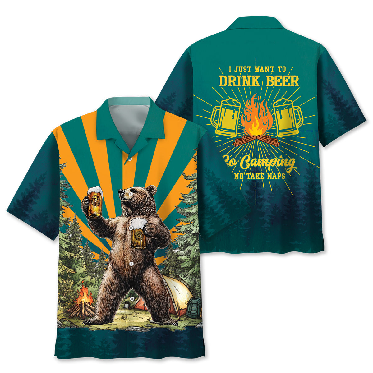 I Just Want To Drink Beer Go Camping Take Naps Hawaiian Shirt