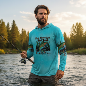 Fish Around And Find Trout Retro Graphic All Over Print Shirt