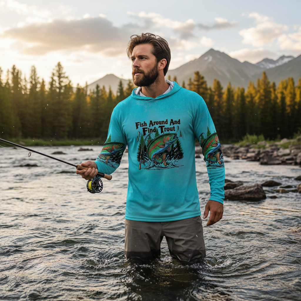 Fish Around And Find Trout Retro Graphic All Over Print Shirt