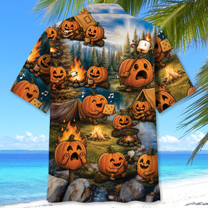 Vintage Pumpkin Camping Hawaiian Shirt