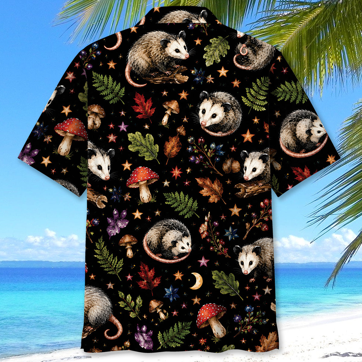 Opossum Retro Black Hawaiian Shirt