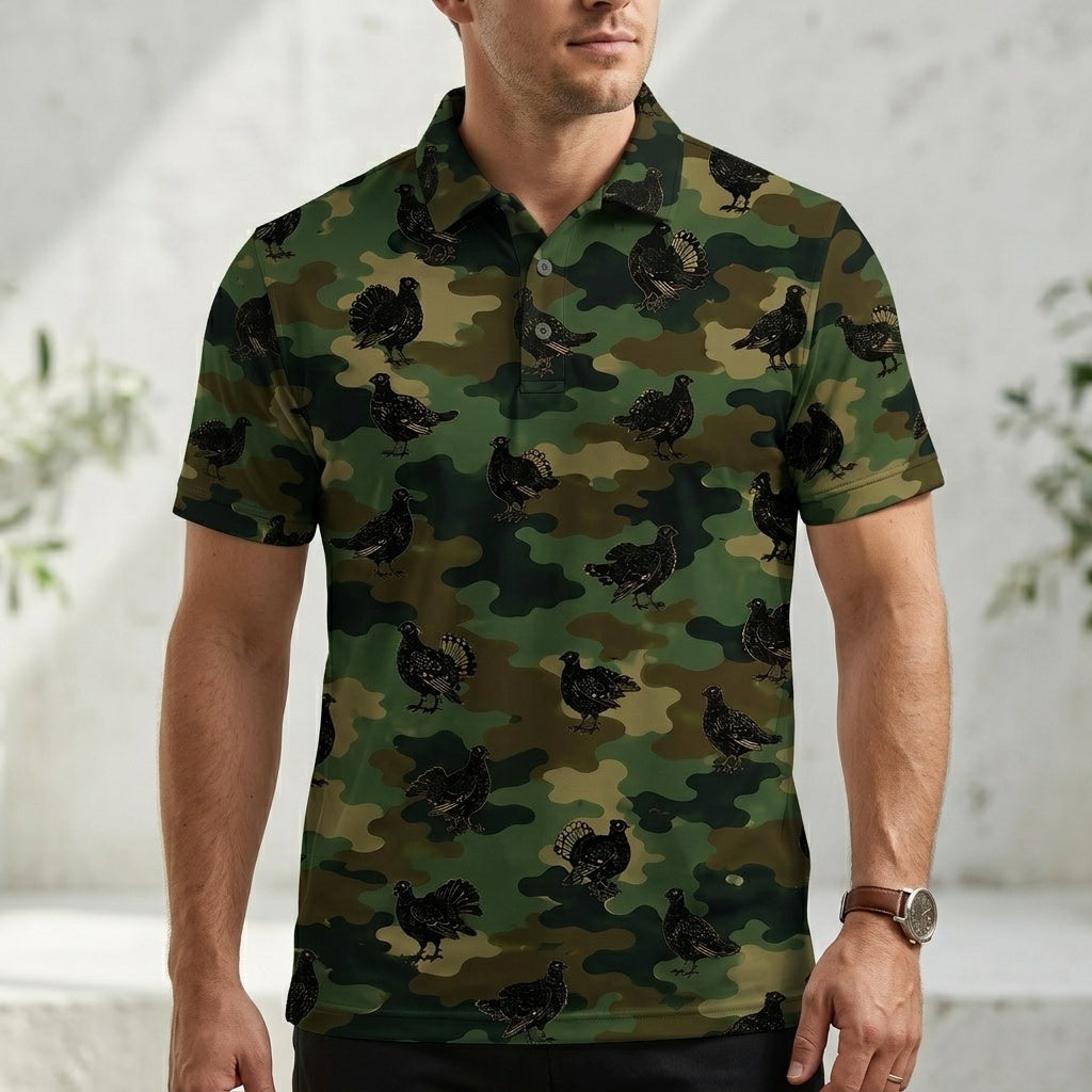 Grouse Camouflage Millitary Men Polo Shirt