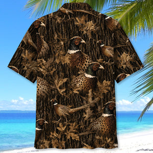 Vintage Pheasant Art Camo Hawaiian Shirt