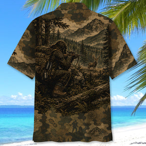 Bigfoot Deer Hunting Camouflage Funny Hawaiian Shirt