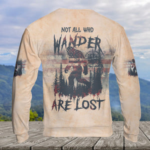 Vintage Bigfoot Not All Who Wander Are Lost Compass USA All Over Print Shirt