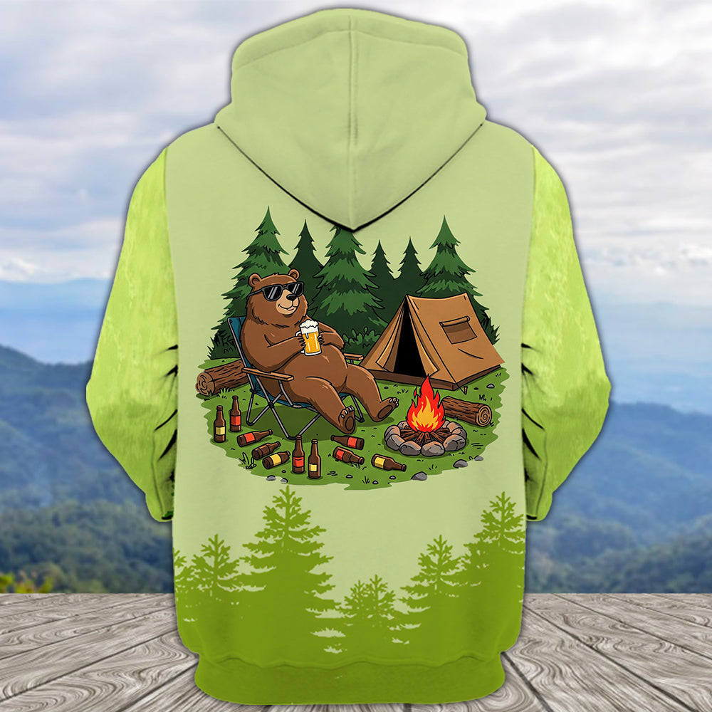 Funny Bear Drinking Camping All Over Print Shirt