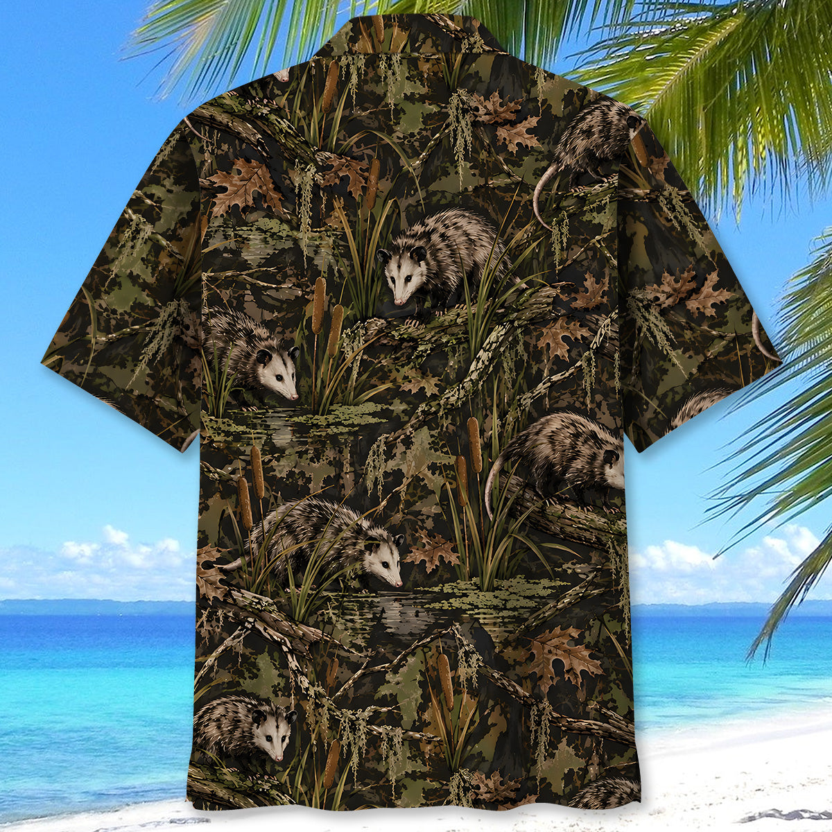 Opossum Swamp Camouflage Pattern Hawaiian Shirt