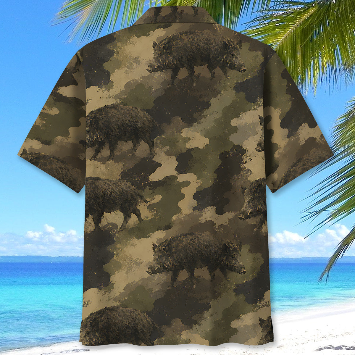 Hog Camouflage Graphic Pattern Hawaiian Shirt
