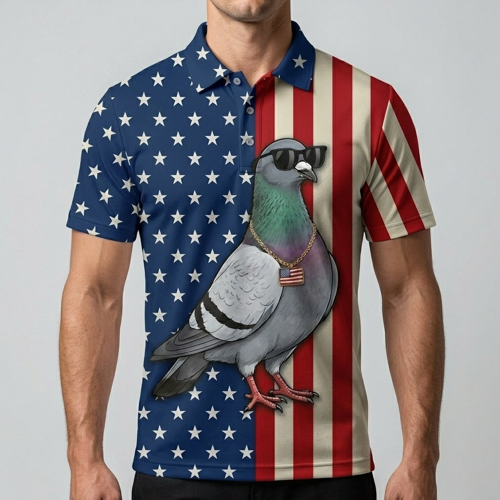 Pigeon Patriot Men Polo Shirt