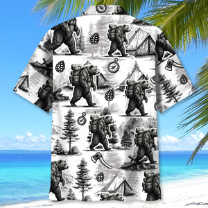 Vintage Wild Bear Go Camping Hawaiian Shirt