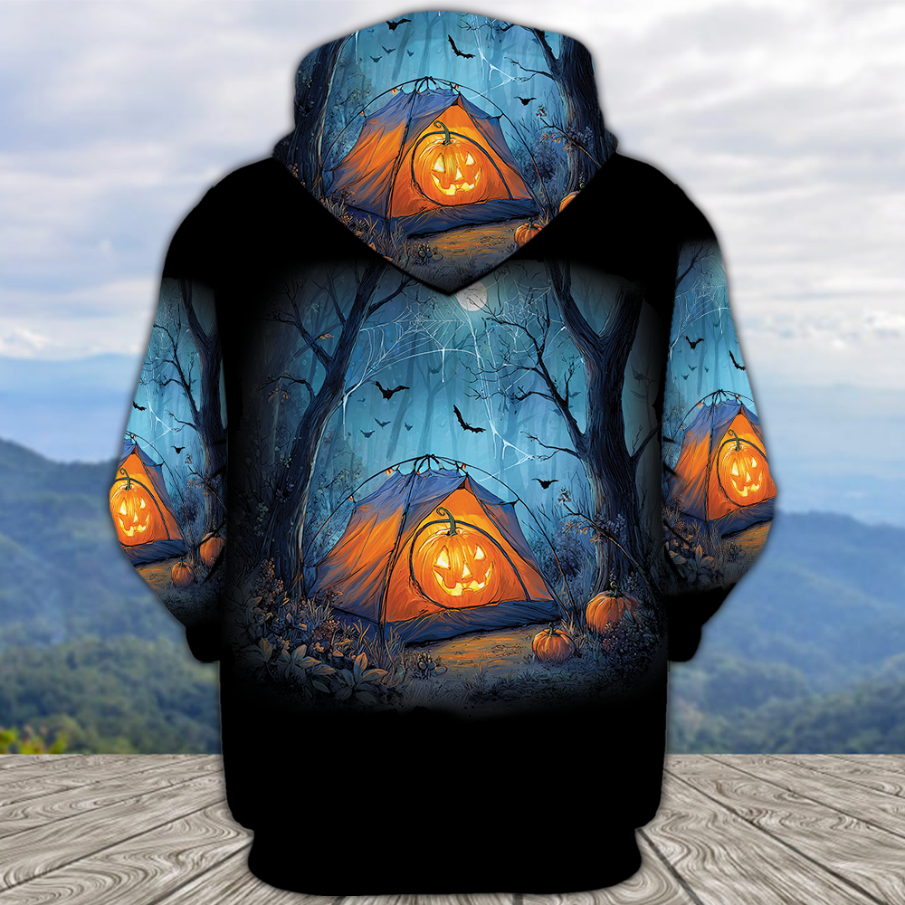 Halloween Pumpkin Camping All Over Print Shirt