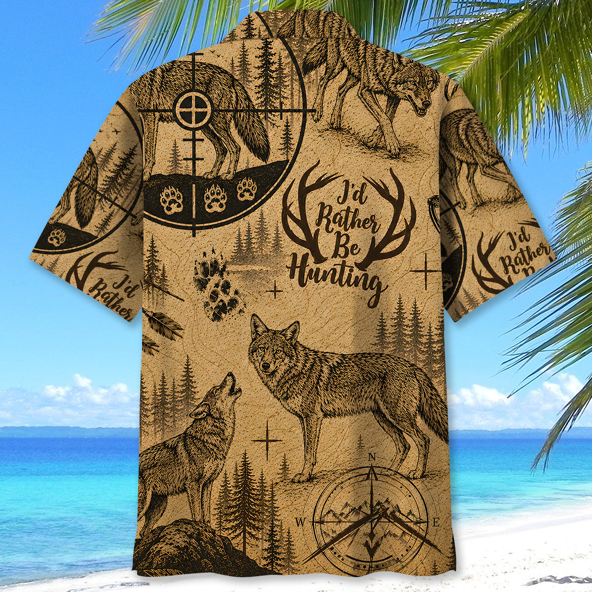 Coyote I'd Rather Be Hunting Hawaiian Shirt
