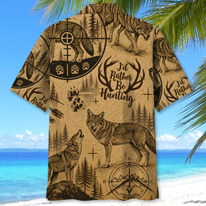 Coyote I'd Rather Be Hunting Hawaiian Shirt