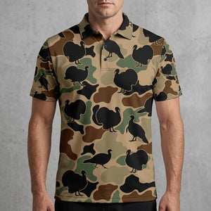 Wild Turkey Hunting Camouflage Pattern Men Polo Shirt