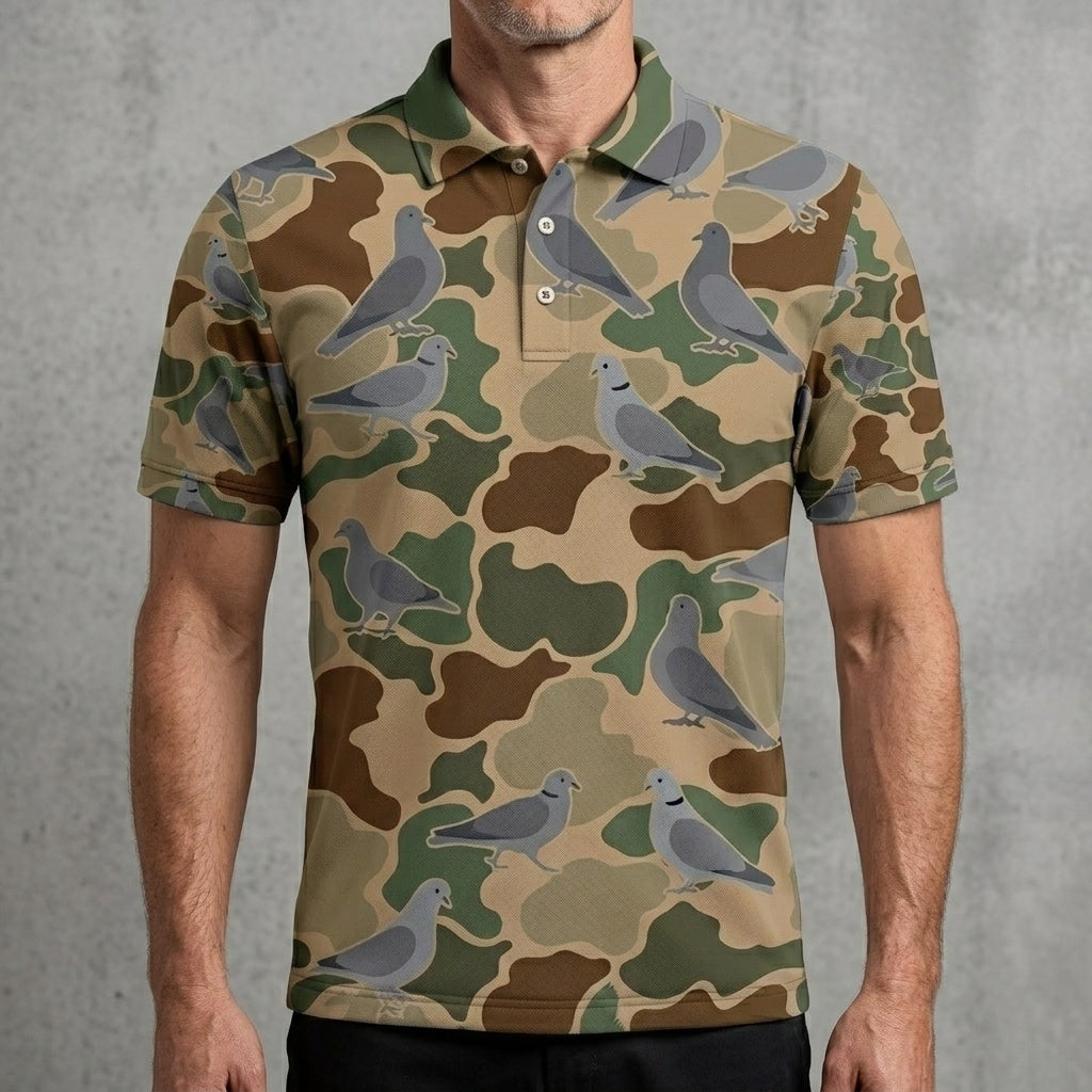 Dove Hunting Camouflage Pattern Men Polo Shirt