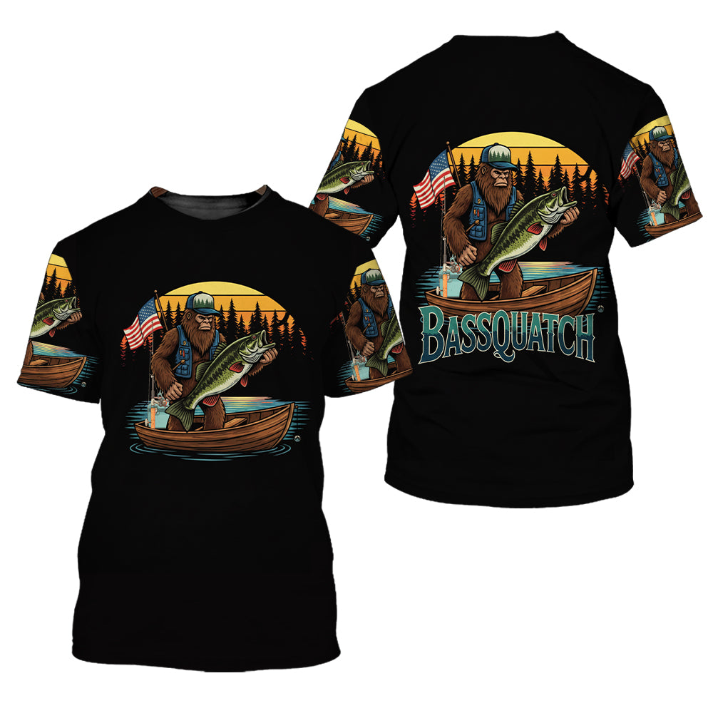 Bassquatch Retro All Over Print Shirt