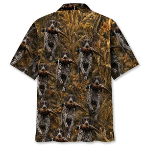 Camouflage German Shorthaired Pointer Running With Pheasant Hunting Hawaiian Shirt