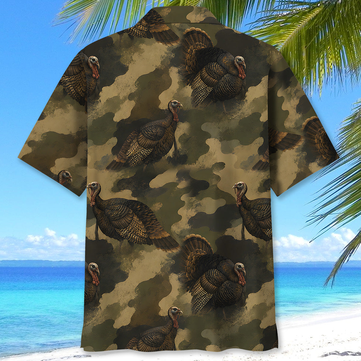 Wild Turkey Camouflage Graphic Pattern Hawaiian Shirt