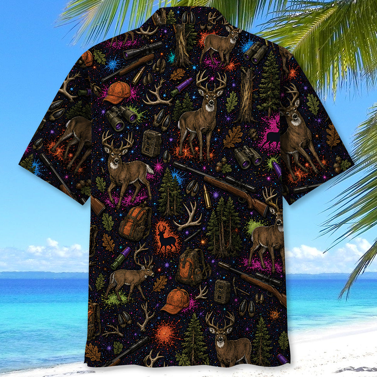 Retro Deer Hunting Colorful Hawaiian Shirt