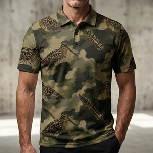 Snipe Camouflage Graphic Pattern Men Polo Shirt
