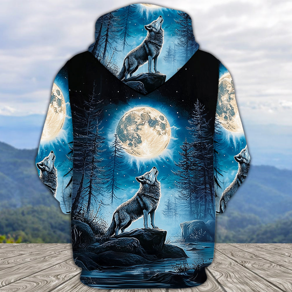 Wolf Moon Light Art All Over Print Shirt