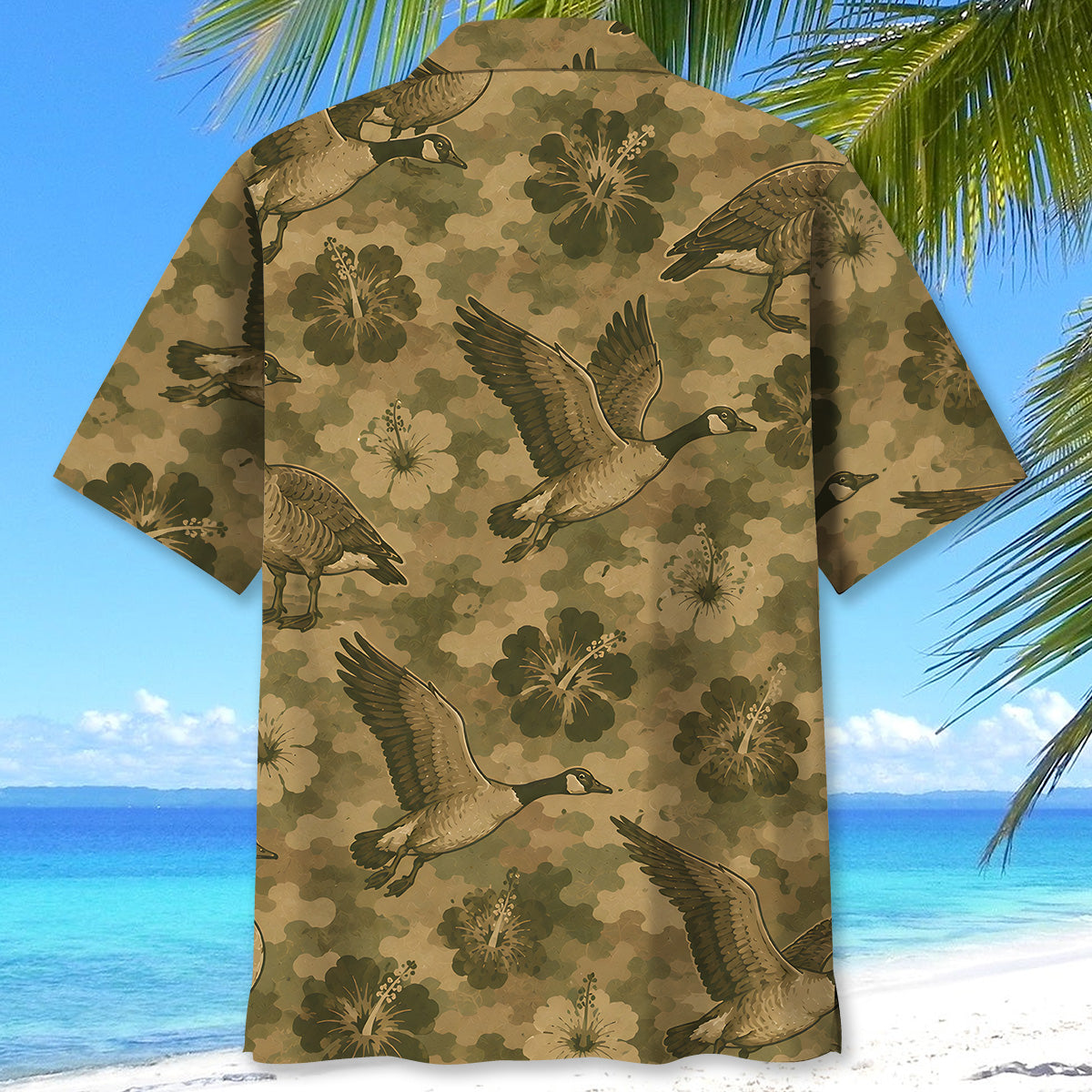 Goose Hibiscus Camouflage Hawaiian Shirt