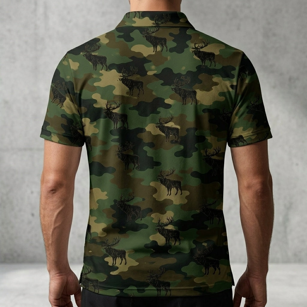 Elk Camouflage Millitary Men Polo Shirt