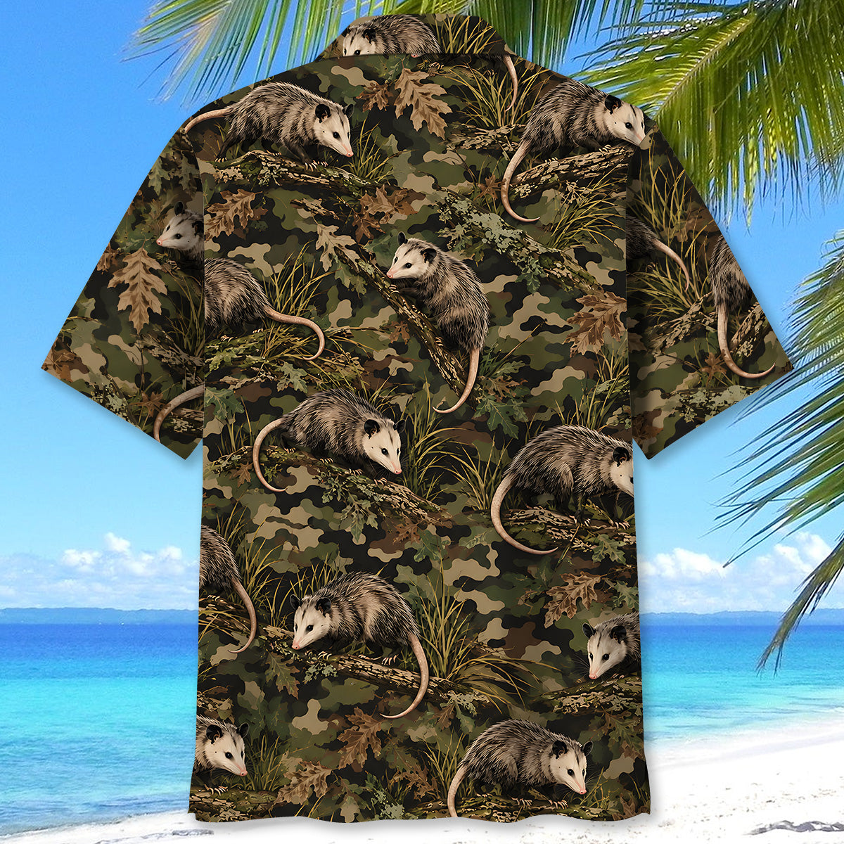 Woodland Opossum Camouflage Hawaiian Shirt