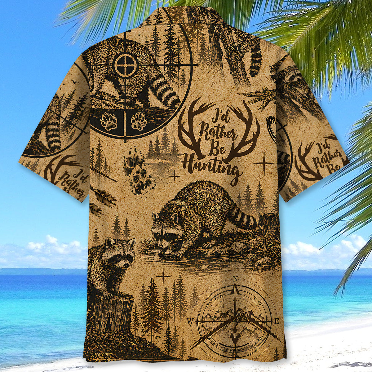 Raccoon I'd Rather be Hunting Hawaiian Shirt