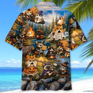 Vintage Cats Camping Hawaiian Shirt