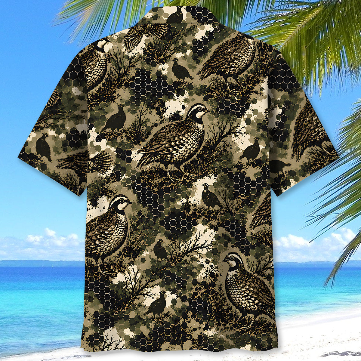 Tactical Hexagonal Quail Hunting Camo Hawaiian Shirt