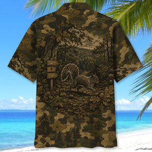 Squirrel Forest Camouflage Dark Hawaiian Shirt